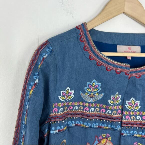 Laurie Felt Embroidered  Beaded Open Jacket  NWOT Size Medium - Picture 4 of 13